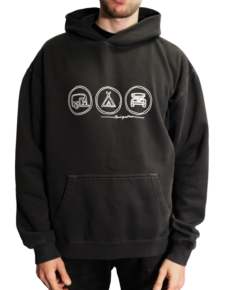 MENS ICON HOODY - FADED BLACK