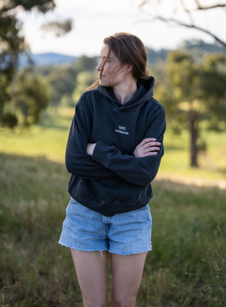 LADIES ICON HOODY - FADED BLACK