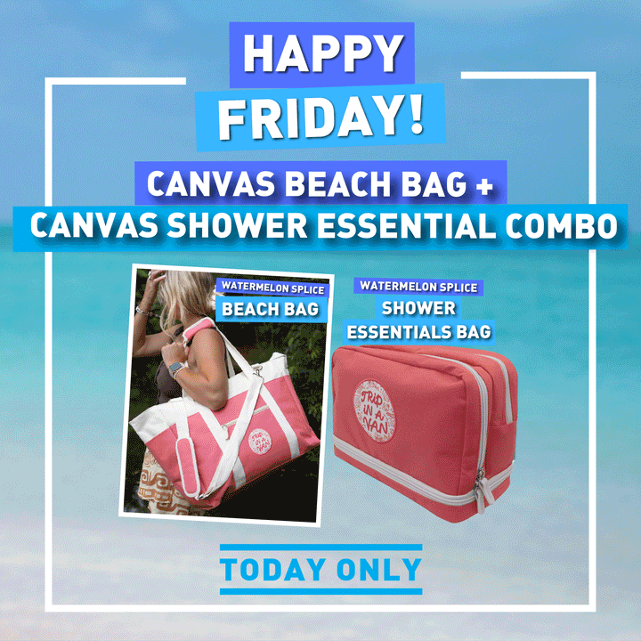 Canvas Beach Bag + Shower Essentials Bag Bundle